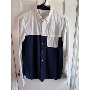 Club Monaco Men's Colorblock Slim Fit Button-Down Shirt - White/Navy - Medium